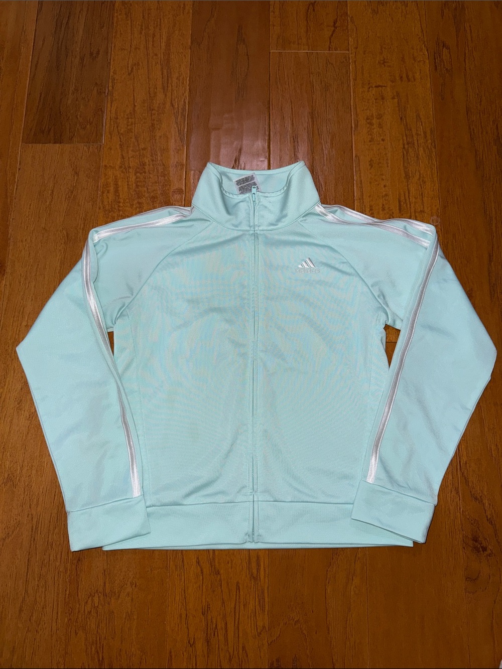 adidas Mint Green Full-Zip Track Jacket with White Stripes, kids 10/12